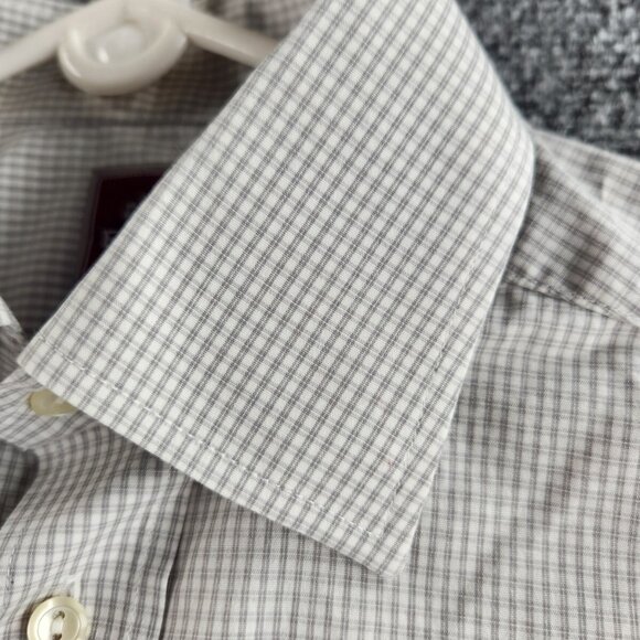 Eton Size 15 Button Up Shirt Long Sleeve Cotton Designer French Cuff Gray Check - Picture 8 of 16